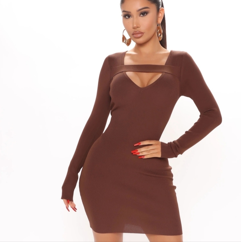 Chocolate Brown Mini Dress, fashion nova size Medium